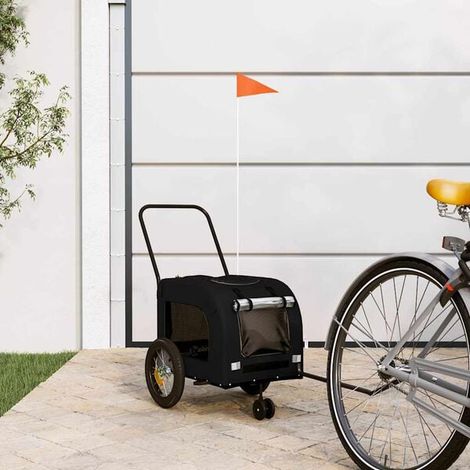 Remorque vélo noire pour animaux de compagnie, 125 x 53 x 54 cm