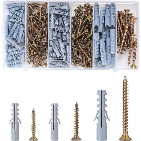 284 Pièces Set de Vis et Chevilles d'Expansion, Autoperceuses pour Cloison Sèche, Plaques de Plâtre - M3.5/M4/M5/M6/M8 (Gris) (1/5)