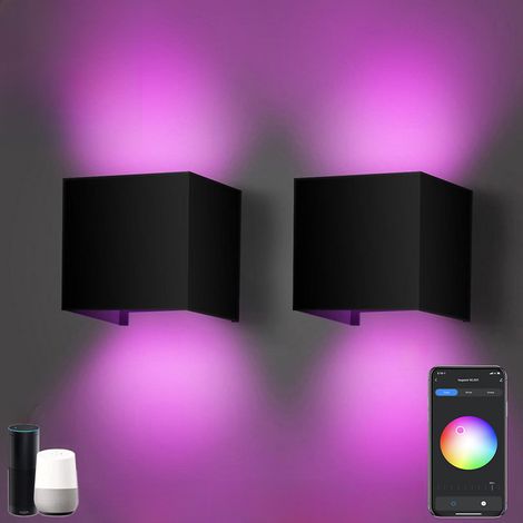 Lámpara de pared Tuya Smart App regulable de Amazon para interiores y exteriores, estilo moderno e informal (carcasa negra), disponible en 2025. (1/5)