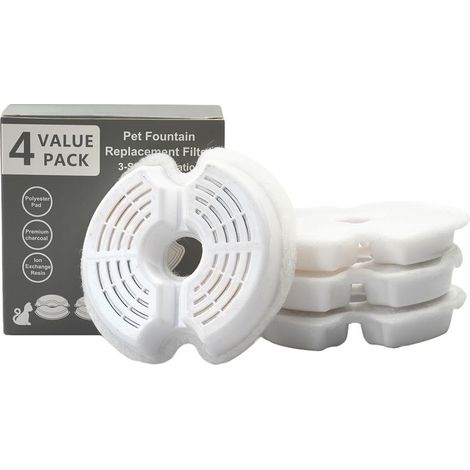 4 pièces Filtre en mousse, éponge de remplacement, coton noir et blanc, pour fontaine à eau 2L, chats et chiens (1/5)