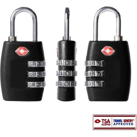XCSOURCE 2pcs Verrou Valise Voyage à Code de Verrouillage Combinaison de Sécurité Serrure à Combinaison 3 Chiffres Noir TSA 335B (1/4)