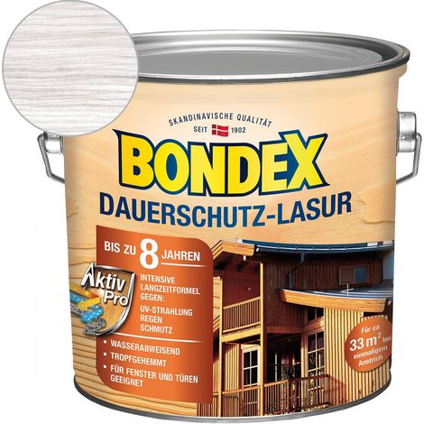 Bondex Dauerschutz Lasur 2,5 l, weiß Holzlasur Schutzlasur Holzschutz Aussen (1/5)