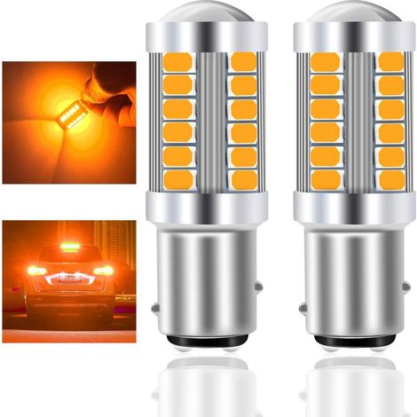 2pcs 1157 BAY15D P21/5W 5730 33-SMD Amber 900 Lumens Car LED Bulb for Car Front and Rear Turn Signal 12-30V 3.6W (1/5)