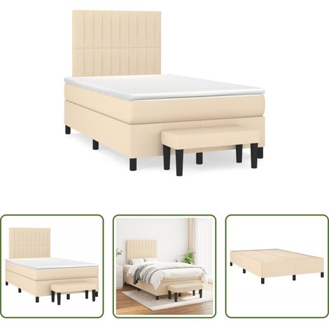 Matelas à ressorts ensachés - Sommier à lattes de lit avec matelas crème 120x190 cm tissu (1/5)