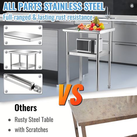 Table de Travail Inox 61 x 46 x 91 cm Table de Préparation Inox (1/5)