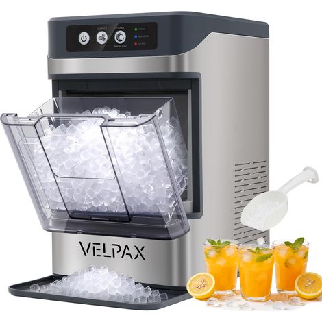 Machines à glaçons 17kg/24h, glaçons en 6-10min, silencieuse 35dB, autonettoyante, réservoir 1,3L, en acier inoxydable,pour la maison, le bureau et les petits commerces