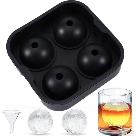 Kugelförmige Eisform – 4 Mulden – Für Whisky und Cocktails – Lebensmittelechtes Silikon – 1 Stück (1/5)