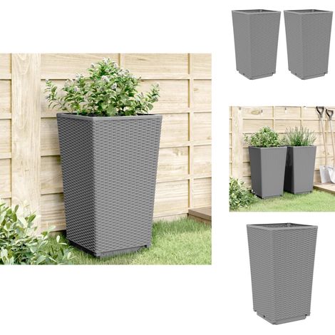Jardinières 2 pcs gris clair 32,5x32,5x57 cm polypropylène - Jardiniere En Polypropylene - Jardinerie Exterieur - Pots De Fleurs Design - Pot Plante Grimpante - Decoration Jardin (1/5)