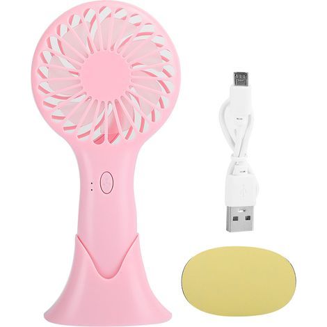 Ventilateur de Bureau Portable 3 Vitesses - Mini Ventilateur Main Rose pour Maison et Bureau (1/5)