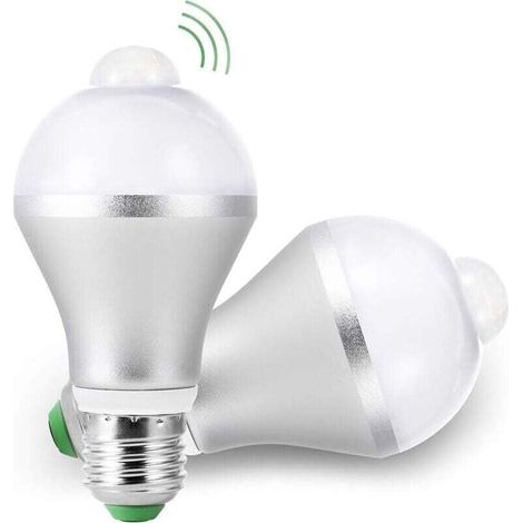 Ampoules LED AIPERQ E27 avec détecteur de mouvement PIR, capteur de lumière intelligent 15 W, allumage/extinction automatique 5 700 K pour escaliers, garage, couloir, lot de 2 (1/4)
