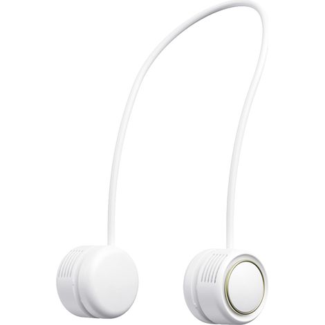 Ventilador de cuello manos libres recargable por USB, plegable 360°, con doble flujo de aire y 3 velocidades silenciosas, ideal para deportes, correr, viajar, acampar y para el hogar. (1/5)