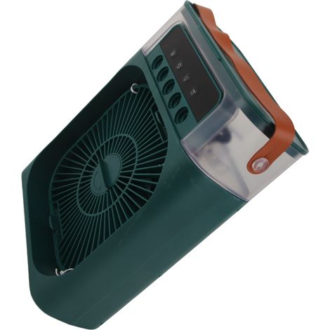 Tragbarer Verdunstungsventilator mit 600-ml-Wassertank, USB-Anschluss, 7 Lichtfarben, 3 Geschwindigkeitsstufen, Luftbefeuchter fürs Schlafzimmer, grün (1/5)