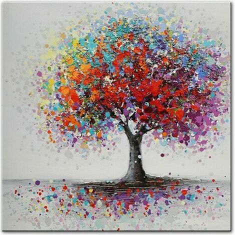 SABIR Abstrait Arbres Paysage Peintures à L'Huile Impression Sans Cadre 50X50Cm, STOL (1/5)