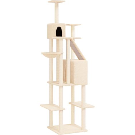 Torre para muebles de árbol para gatos, juguete para trepar, rascador, plataforma para trepar con postes rascadores de sisal, 201 cm, crema 020022510 (1/5)
