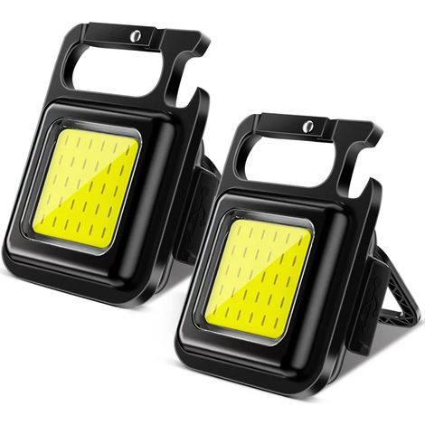 2 PCS Mini Portable LED Rechargeable Inspection Work Light 800 Lumens Portable Small Keychain, Waterproof Flashlights with Bottle Opener, Magnetic Base, for Camping/Repair/U (1/5)