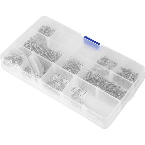 Kit 662 pièces vis M2.5 tête cylindrique creuse + rondelles plates + rondelles ressort + écrous, assortiment complet (1/5)