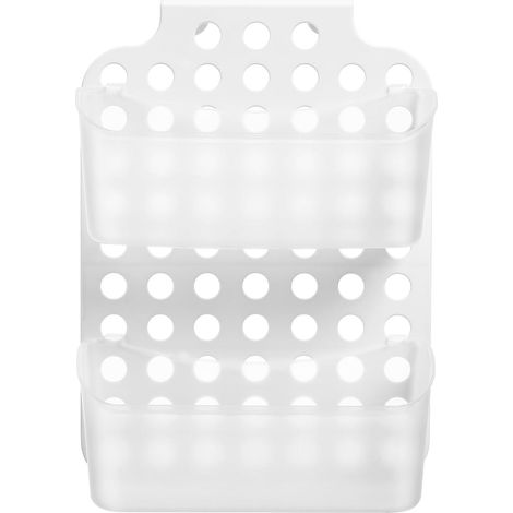 Organisateur de salle bain, grande capacité charge, plastique double couche, conception ajourée et (1/5)