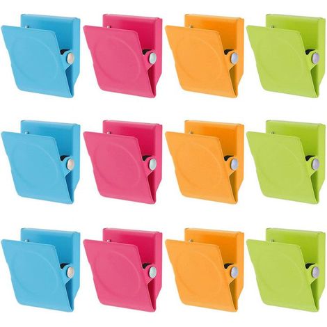 12 pinces magnétiques, 3 cm, aimants pour réfrigérateur, colorées, multifonctionnelles, cuisine et bureau