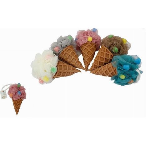 Cleafe - Spugna Per Corpo Bagno Doccia Colorata A Forma Di Cono Gelato Massaggio 79294 - (1/3)