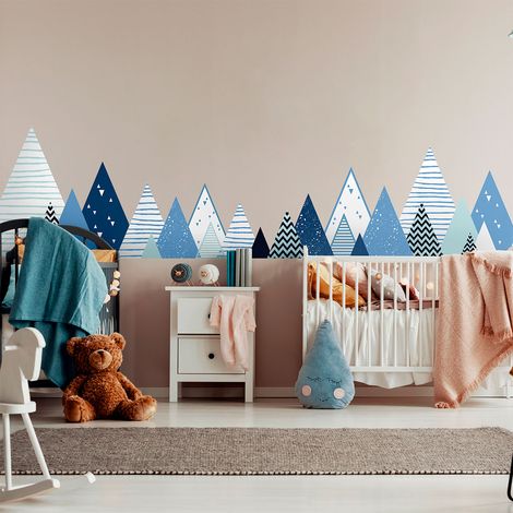 Stickers muraux enfants - Décoration chambre bébé - Autocollant Sticker mural géant enfant montagnes scandinaves NABIKA - 40x65cm (1/5)