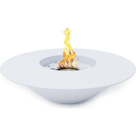Camino a bioetanolo Dshomurodo, Caminetto ecologico, Focolare senza fumo, Riscaldatore ad etanolo, Made in Italy, 60x60 h15 cm, Bianco