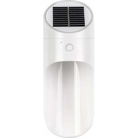 Lampe Solaire Extérieur avec Détecteur de Mouvement, Sans Fil Applique Solaire Imperméable, 120°Grand Angle 4 M Détection éclairage de Sécurité D'extérieur pour Porte D'entrée, Cour, Garage-blanc-Fei