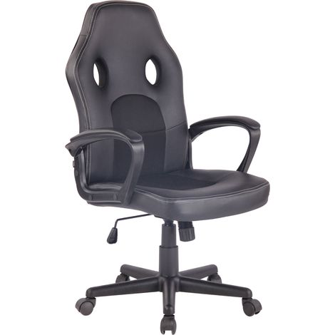 Fauteuil de bureau design sportif en synthétique noir maille noir BUR10480