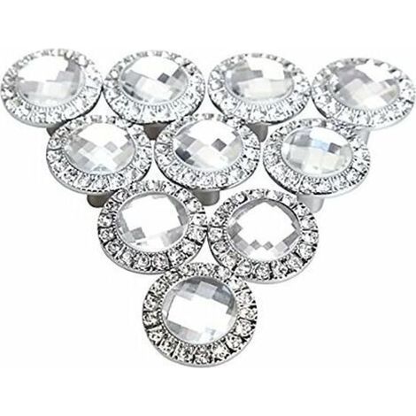 10pcs 30mm Bouton Porte Ronde Argent 30mm Poignée Cristal Scintillant Strass Bouton de Poignée Armoires de Cuisine Cabinet Portes tiroirs Boutons (1/4)