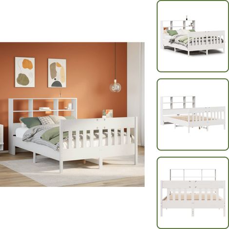 Cabecero de cama - vidaXL Estructura de cama sin colchón madera maciza de pino 160x200 cm - Estribo de cama