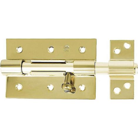 AMIG cerrojo 454-100 latonado caja 10 , Pasador de sobreponer mod. 454, 100 mm, con agujero portacandado para una mayor seguridad. - Acero latonado barnizado. - 100 x 67 mm. Con ag (1/3)