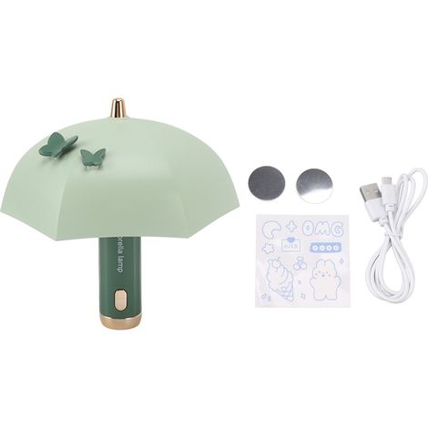 Lampe de chevet LED, rechargeable par USB, 3 modes, veilleuse en forme de parapluie, verte pour la chambre ou les études (1/4)
