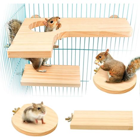 Set da 5 pezzi composto da trampolino per criceti, piattaforma per scoiattoli e cincillà, scivolo per caramelle per scoiattoli, tavola di supporto in legno per piccoli animali (a sinistra)