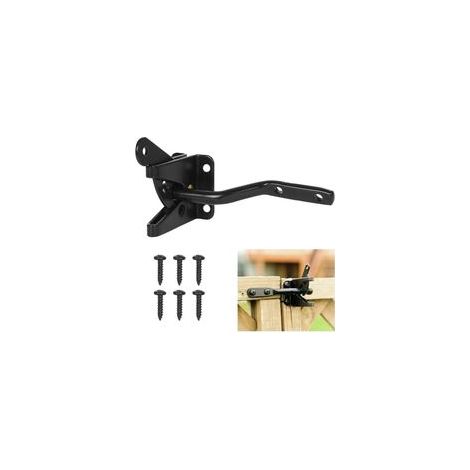 Verrou de Portail Automatique en Acier, Loquet à Gravité pour Clôture de Jardin, Noir, Vis de Fixation Incluses (1/4)