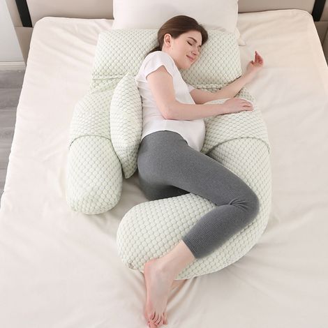 Almohada ergonómica de 360° para embarazo, maternidad y lactancia, alivia el dolor de espalda, lumbar y cadera, ideal para dormir de lado, con funda lavable, multifuncional y ajustable.