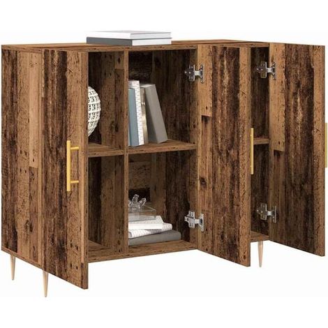 Buffet Bas de Cuisine Rétro 90x34x80 cm, Meuble de Rangement en Bois d'Ingénierie pour Salle à Manger et Salon (1/5)
