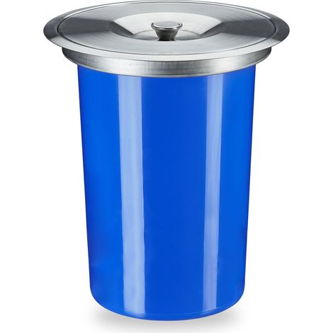Poubelle à compost encastrable cuisine pratique 8 litres avec couvercle en inox argenté en plastique gris (1/5)