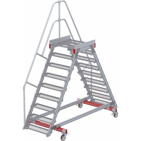 Euroline 512 mobiler Überstieg 60° Stufenausführung Stahl Gitterrost Stufenbreite 800mm 9 Stufen