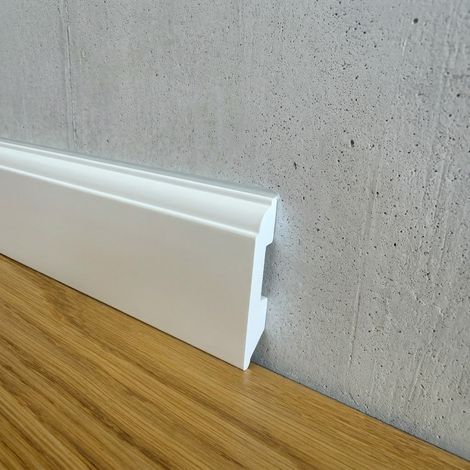 Battiscopa Firenze in POLIMERI linea BASICBOARD 65x10mm - BIANCO pitturabile (prezzo al metro)
