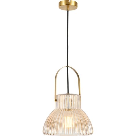 Visconte Sala Ceiling Pendant 1 Light With Champagne Tinted Glass Shade - Brass