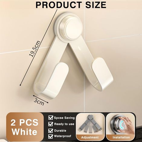 Support mural réglable pour couvercles de casseroles (2 pièces) avec ventouses - Crochets multifonctionnels robustes pour planche à découper et poêle - Blanc (1/4)