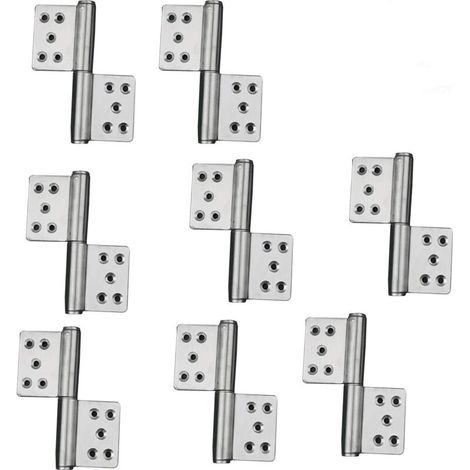 Set mit 8 Klapptürbändern (4 Paare) aus Edelstahl 304, 360° drehbar, zwei abnehmbare Bänder für Fenster-, Schrank- und Küchentüren