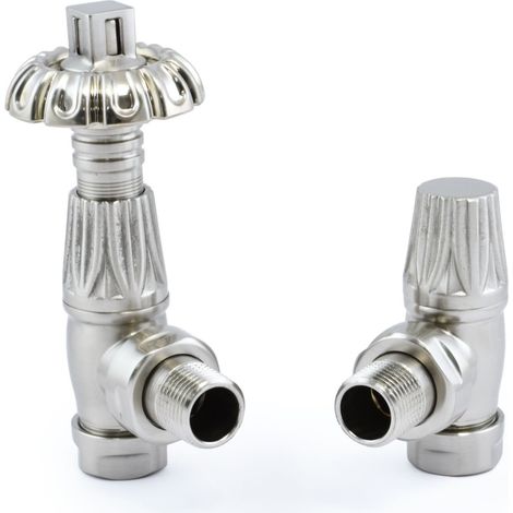 West Gothic TRV Angled Thermostatic Radiator Valve and Lockshield - Silver (1/5)