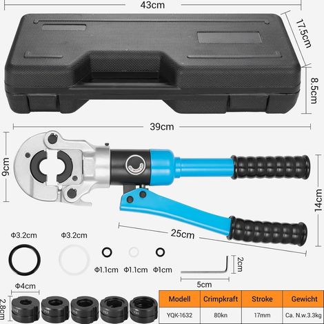 Pince à sertir avec contour en V, eaux usées, force de sertissage hydraulique 8T, pince à sertir hydraulique, tuyau en cuivre, pinces à sertir pour tuyaux en acier inoxydable, tête rotative à 360° (1/5)