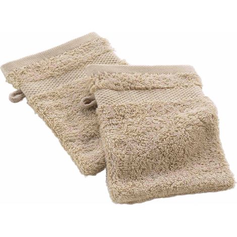 Lot de 2 gants de toilette 15 x 21 cm Elegante uni noisette (1/3)