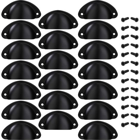 Poignée de Tiroir Bouton Porte Coquille Poignée en Forme de Coquille Décoration Porte Meuble Tiroir Armoire Placard avec Vis 20 Pièces Noir (1/5)