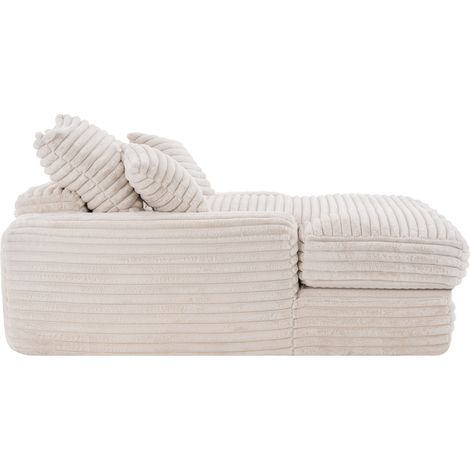 Chaise longue de pana beige 137x175x63 cm con 4 cojines y espuma viscoelástica HOMVRA (1/5)