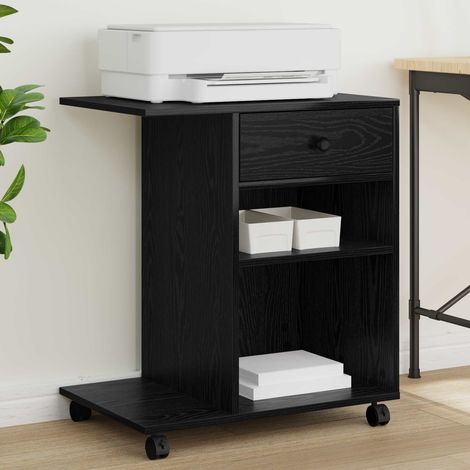 vidaXL Supporto per Stampante Rovere Nero 60 x 40 x 68.5 cm