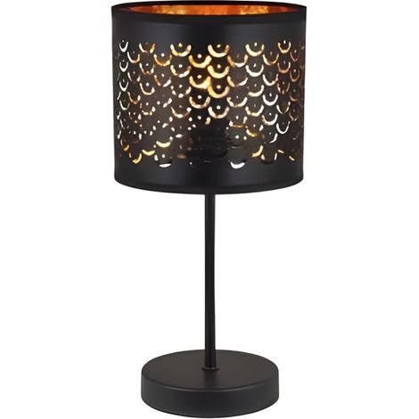 Lampe table noir/or déco ajourée Betti E14 40W Reality