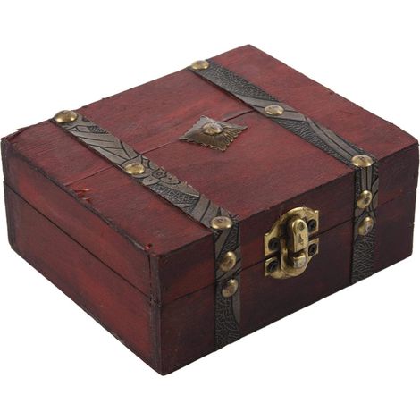 Vintage wooden storage box with treasure lock for jewelry (1/5)
