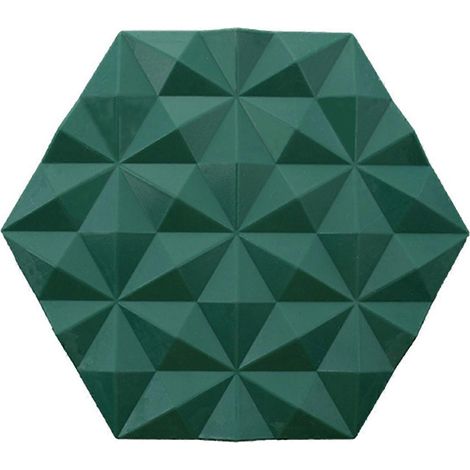 Tapis de séchage multifonctionnel en silicone vert, isolant thermique, pour assiettes et tasses. (1/5)